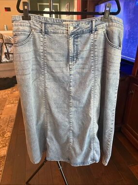 Classic Light Blue Denim Maxi Skirt